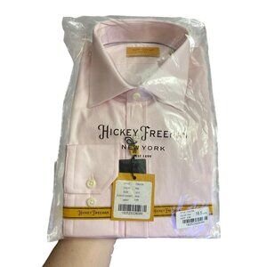 Hickey Freeman New York Pink Contemporary Fit Luxury Dress Shirt Mens Formal Ele